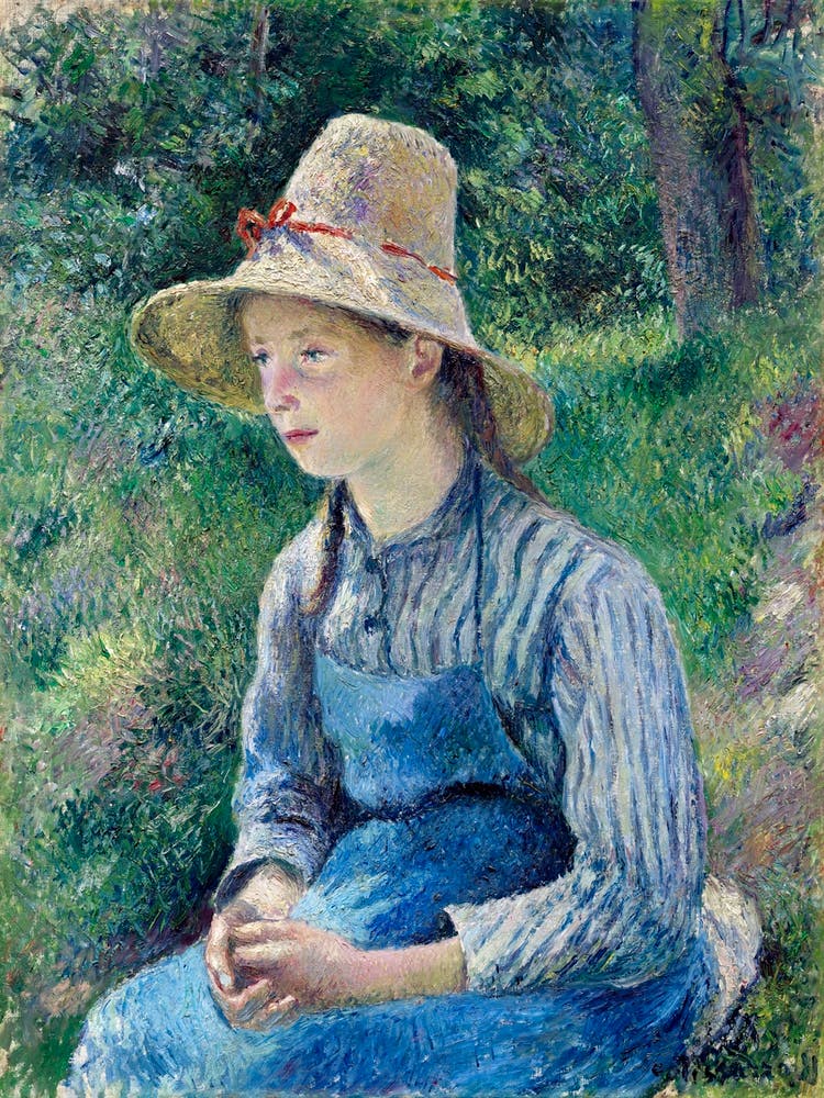 Peasant Girl With A Straw Hat (1881), Camille Pissarro
