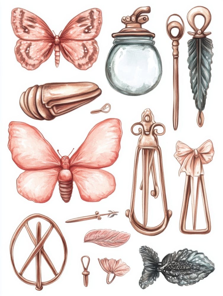 Watercolor Roses And Butterflies