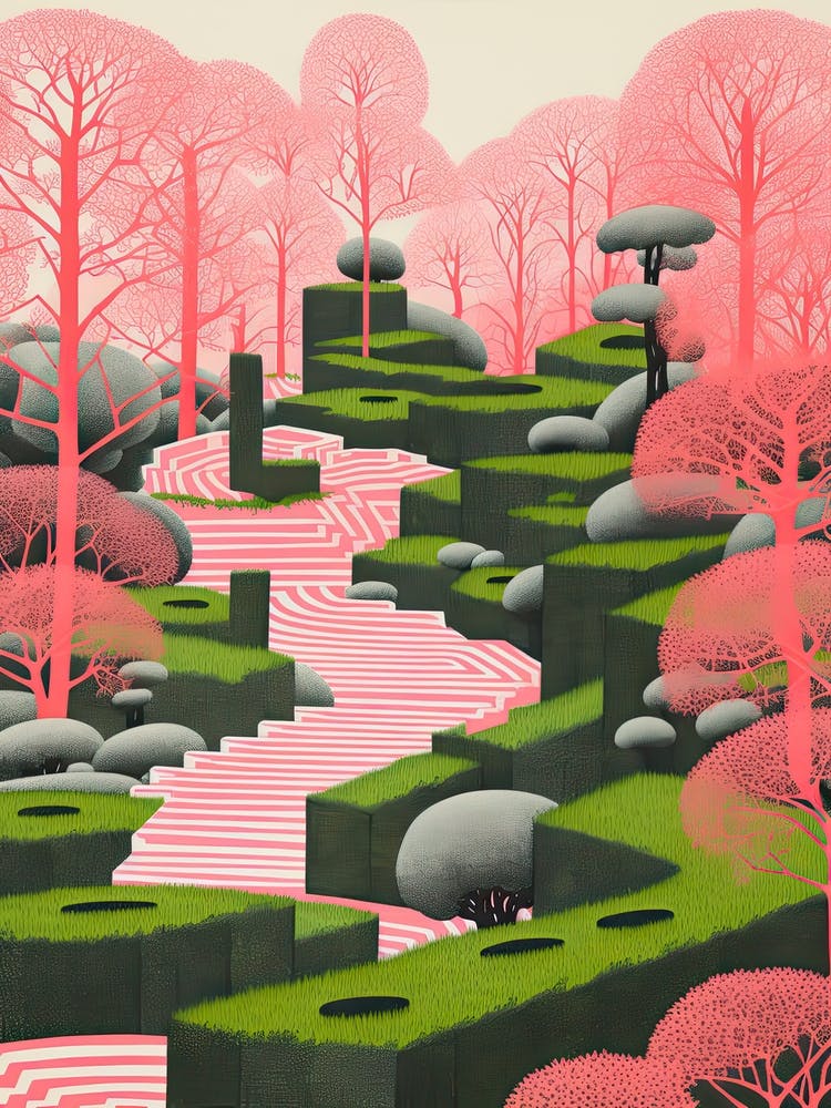 Kyoto Zen Gardens Abstract Riso Style 4