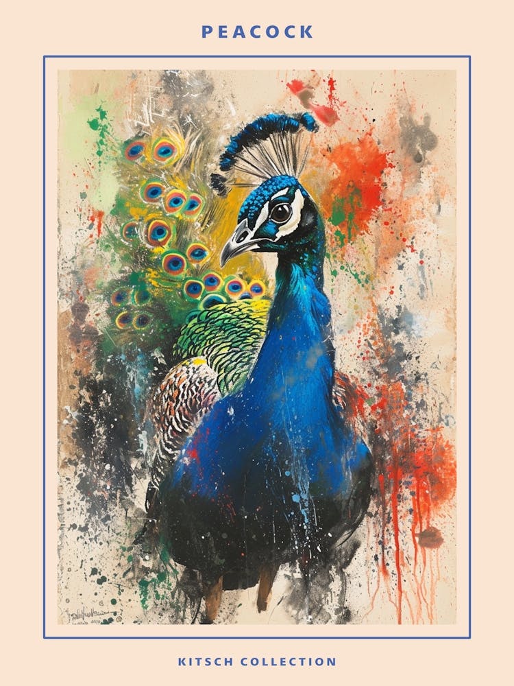 Peacock Brushstrokes Poster 3
