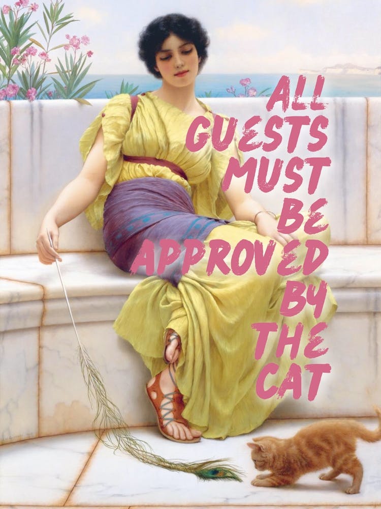 All guests must be approved by the cat trendy wall art vintage altered
