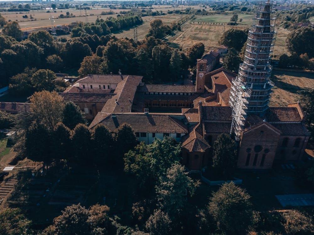 Abbazia di Chiaravalle Poster, Milano, Italia Stampa, Drone fotografico.
