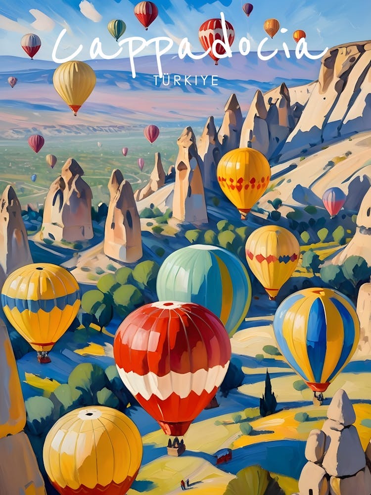 Cappadocia Turkiye Travel Poster Fauvist Style Painting