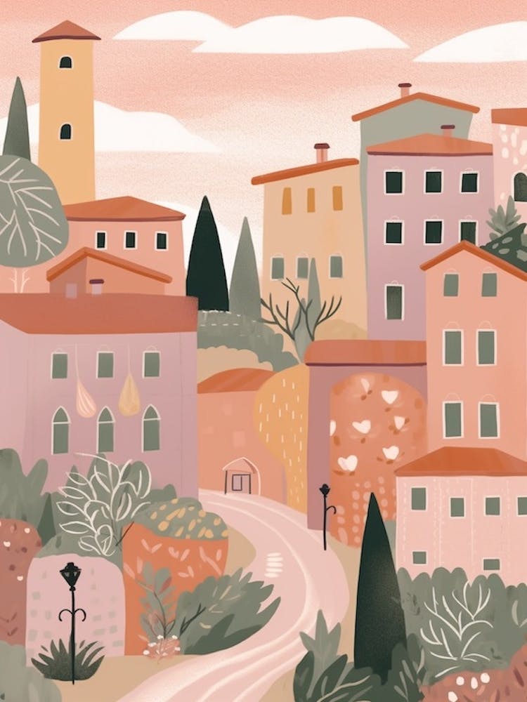 Pienza, Italy Illustration