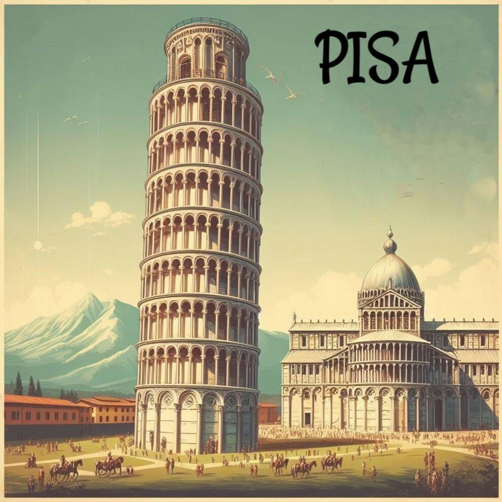 Pisa, Italy, vintage travel poster wall art