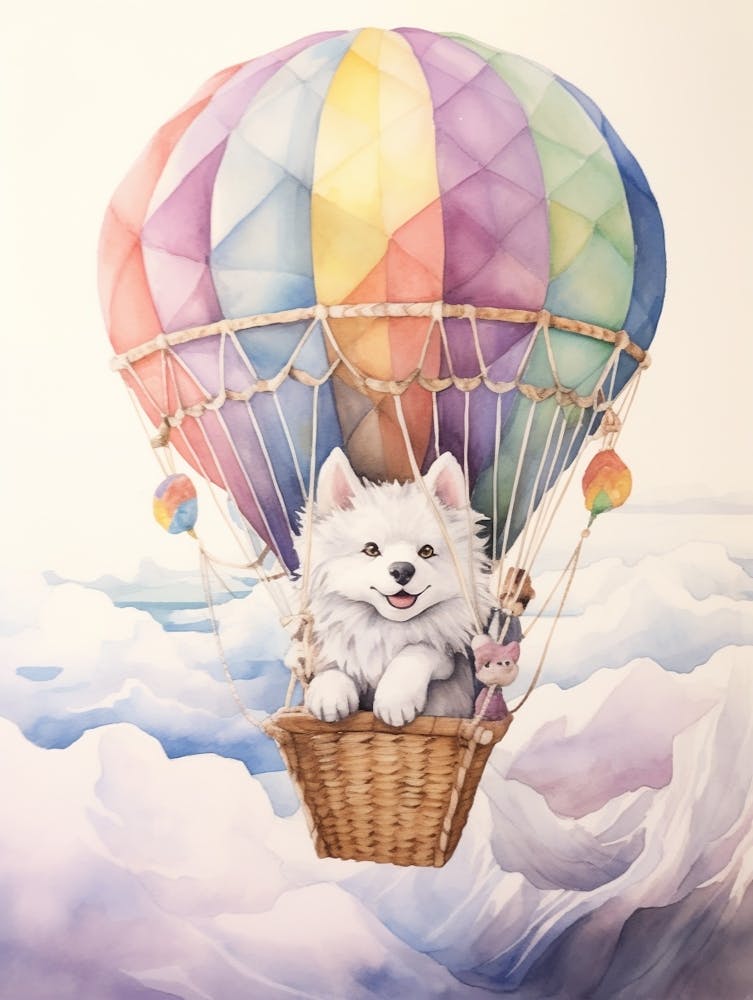 Baby Arctic Wolf In A Hot Air Balloon