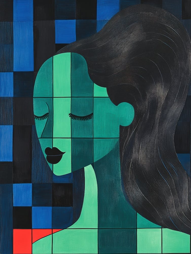 Woman In Blue And Green