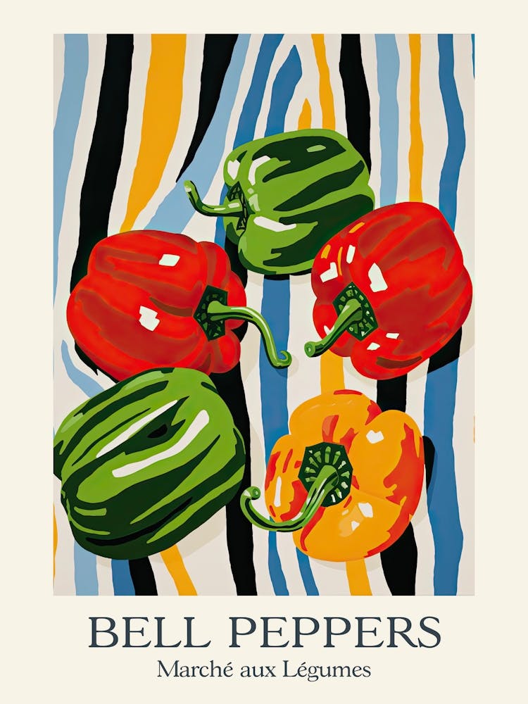 Marche Aux Legumes Bell Peppers Summer Illustration 1