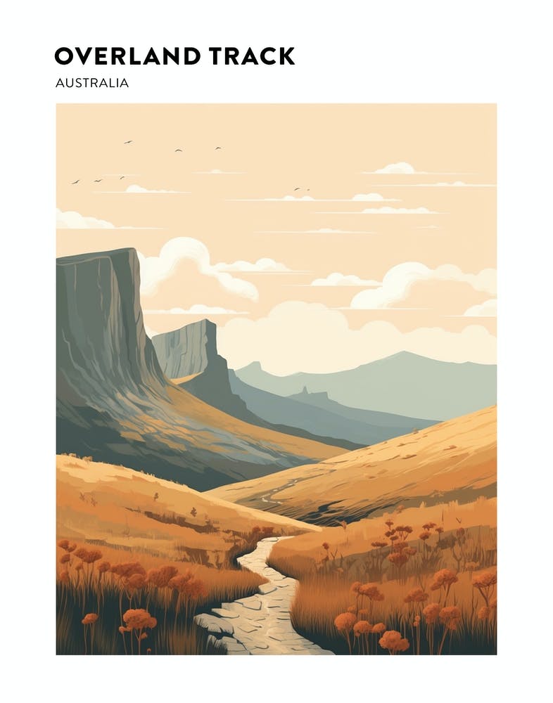 Overland Track Australia 1 Hiking Trail Landscape Poster