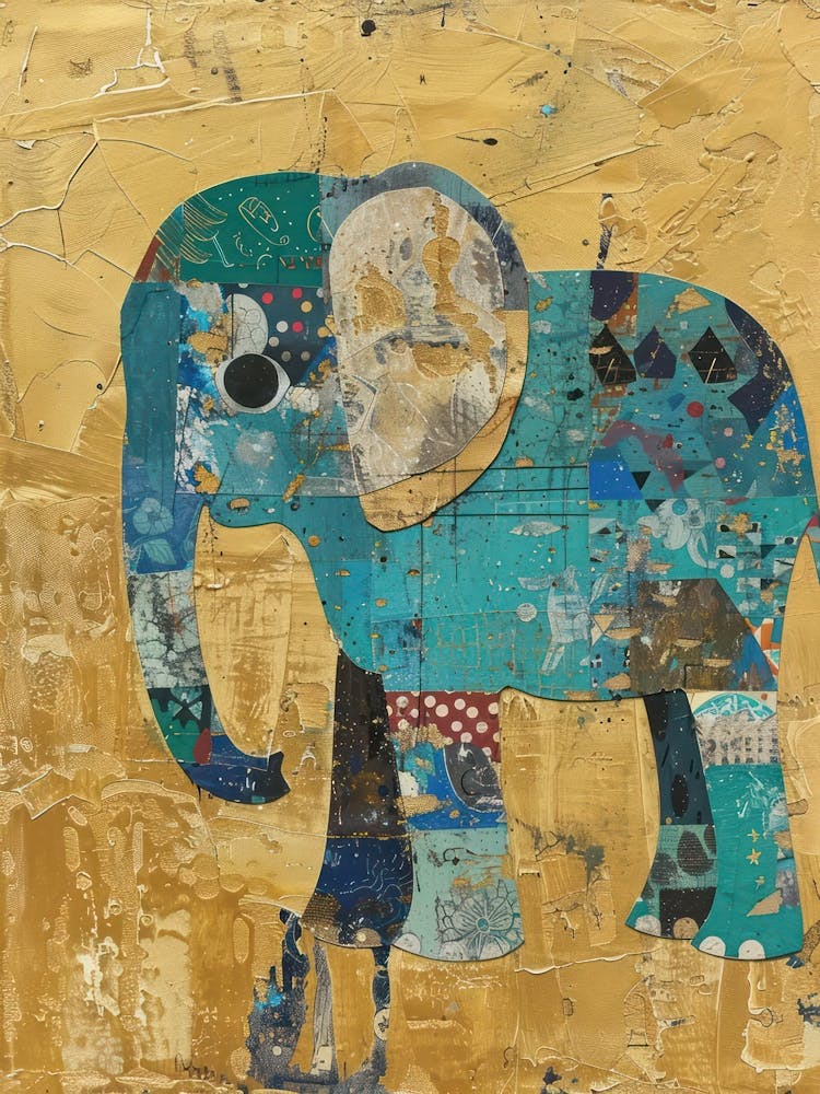 Baby Elephant Gold Effect Collage 3