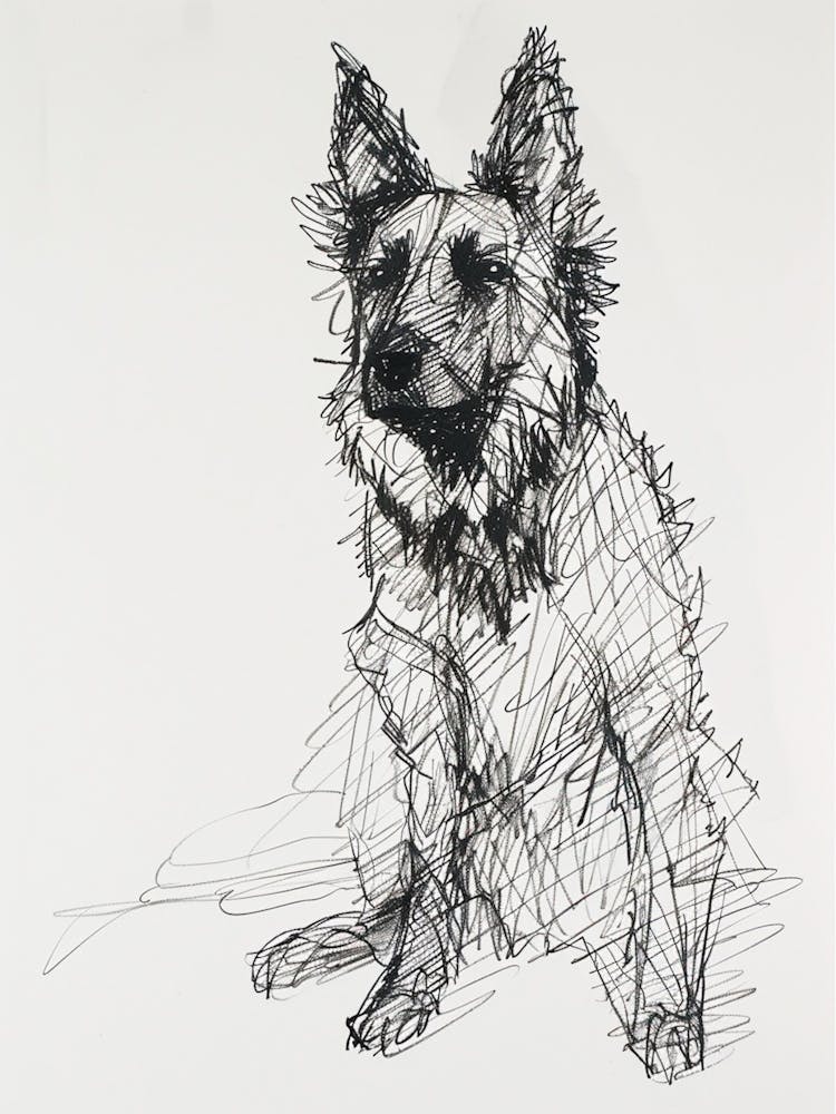 Belgian Sheepdog Line Sketch 4