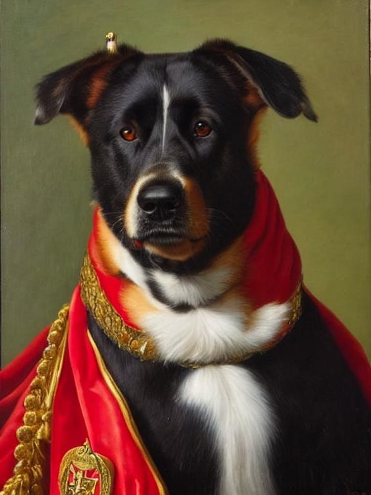 Norwegian Buhund Renaissance Portrait Oil Painting