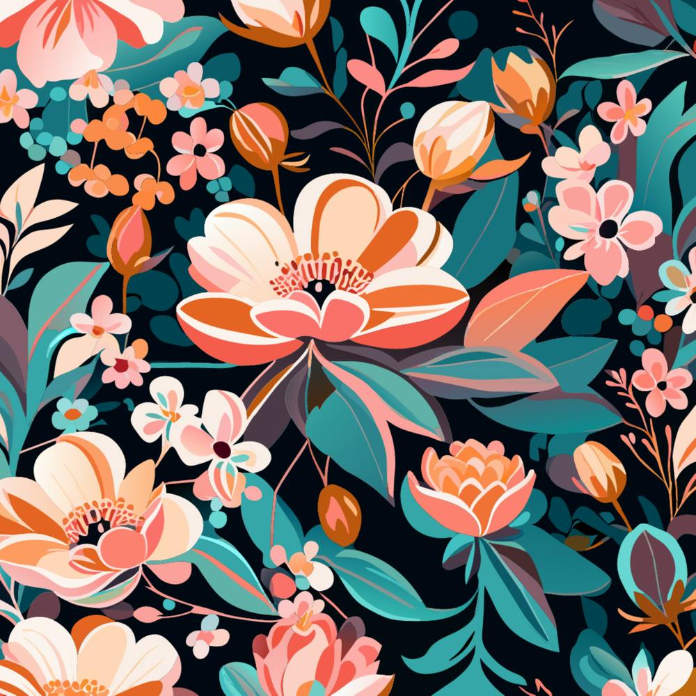 Oil Seamless Spring Floral Pattern Background With