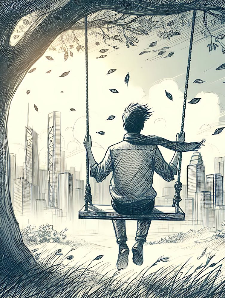 Moody Man on Swing Sketch 11