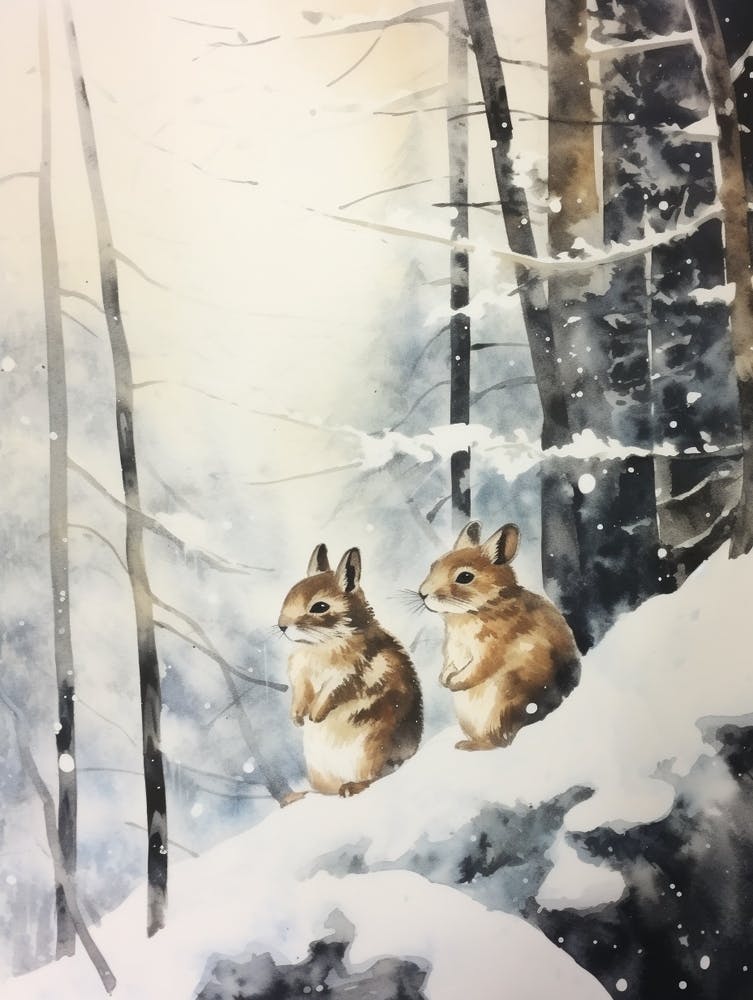 Winter-Aquarell-Streifenhörnchen 2
