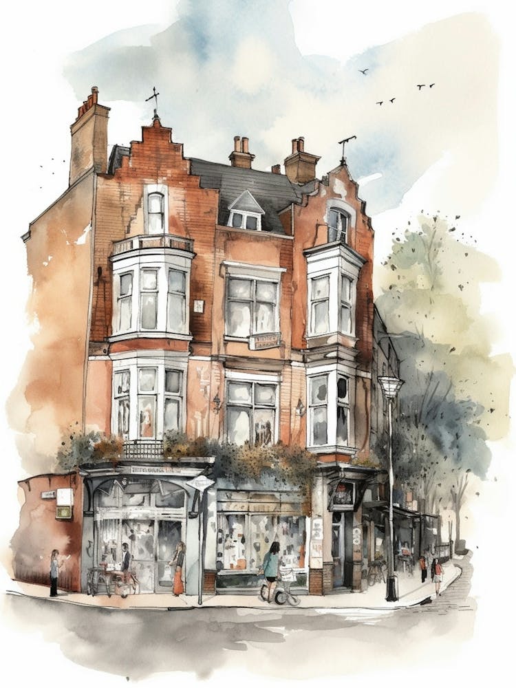 Quartier de Hackney Londres, Aquarelle 3