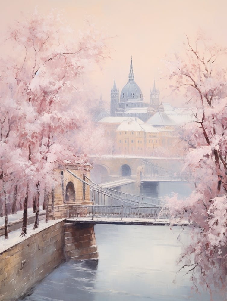 Verträumtes Wintergemälde Budapest Ungarn 3
