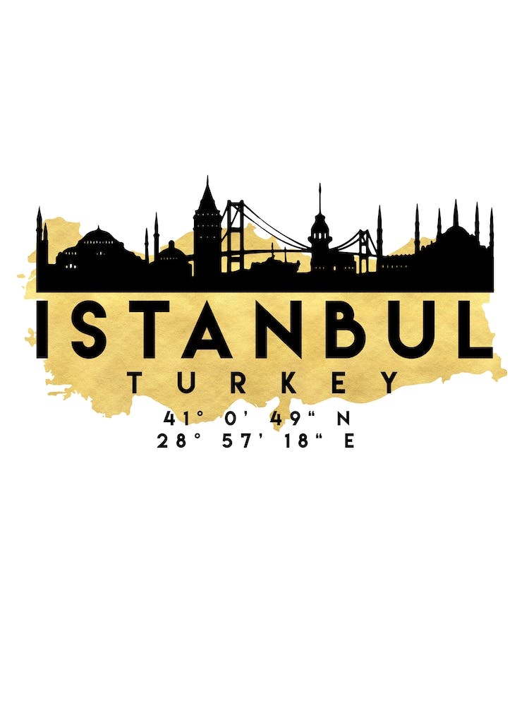 Istanbul Turkey Silhouette City Skyline Map