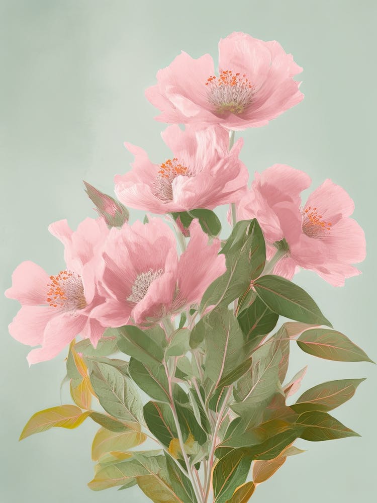 Laurel Flowers Acrylic Painting In Pastel Colours 2