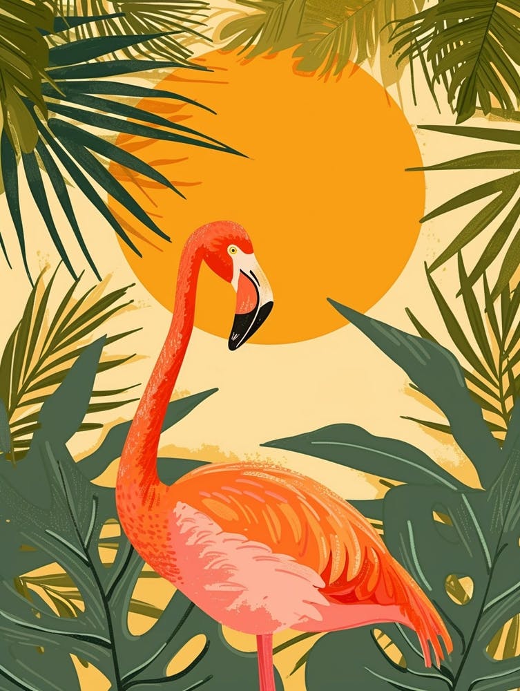 Greater Flamingo Yucatn Peninsula Mexico Tropical Illustration 6