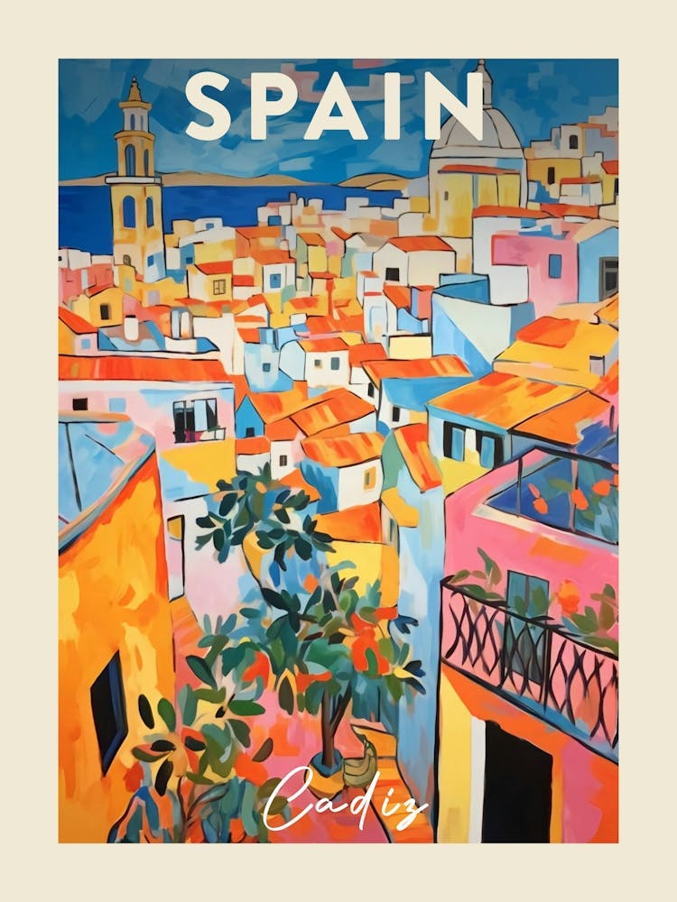 Cadiz Spain 3 Fauvist Painting  Travel Poster