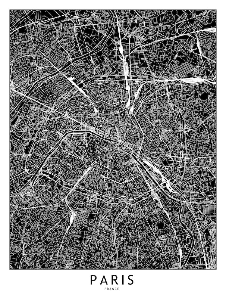 Paris Black And White Map