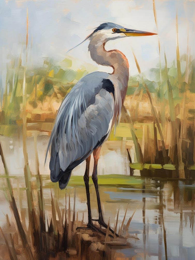 Bird Painting Great Blue Heron 4