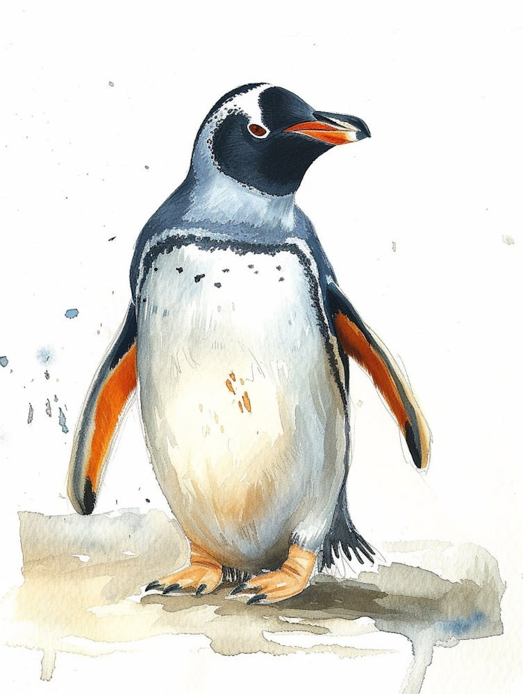 Humboldt Penguin Zavodovski Island Watercolour Painting 1