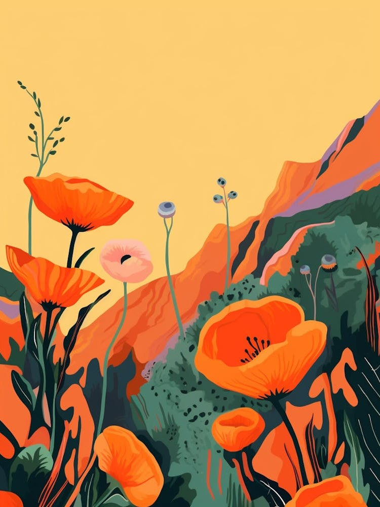 Boho Wildflower Painting California Poppy 4