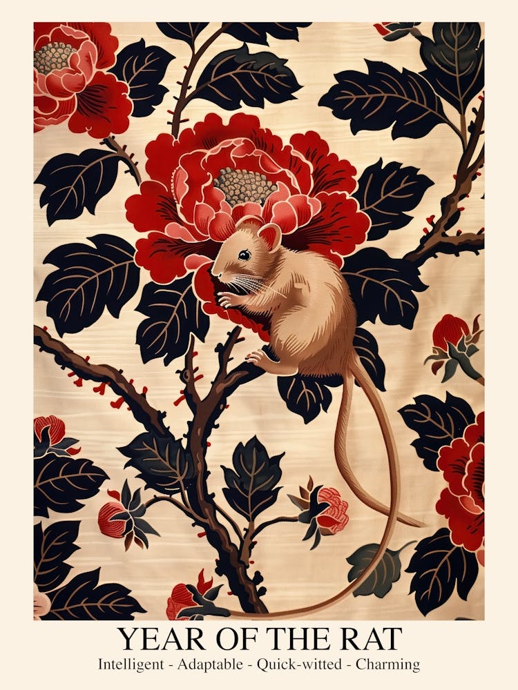Chinese Lunar Year Of The Rat 2 William Morris Style