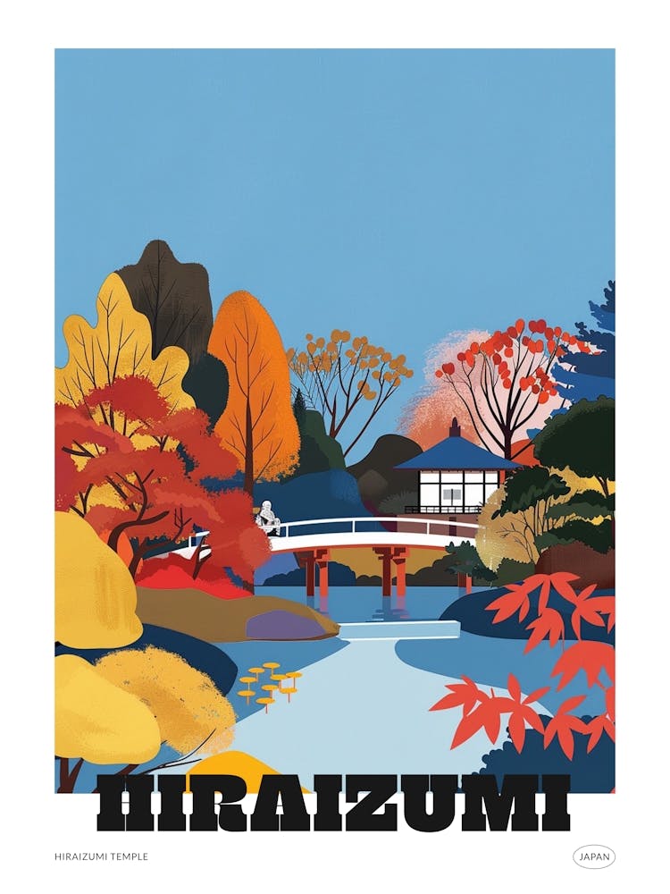 Hiraizumi Temple Japan 1 Colourful Illustration Poster