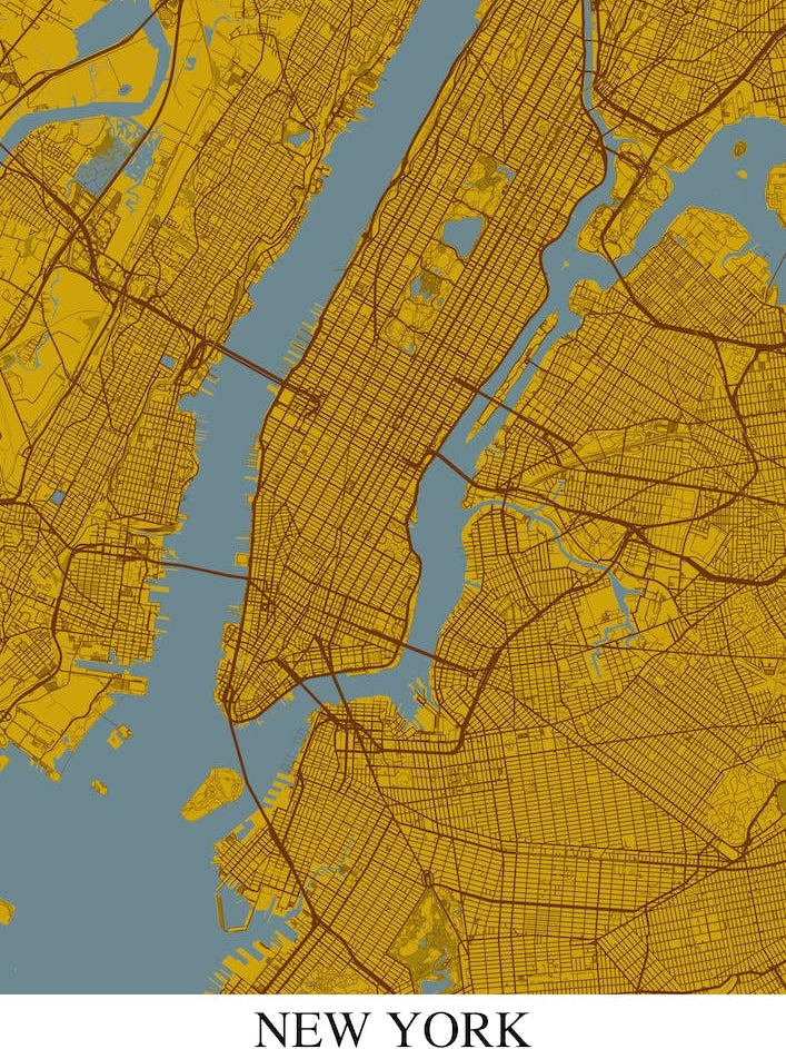 New York New York Yellow Blue