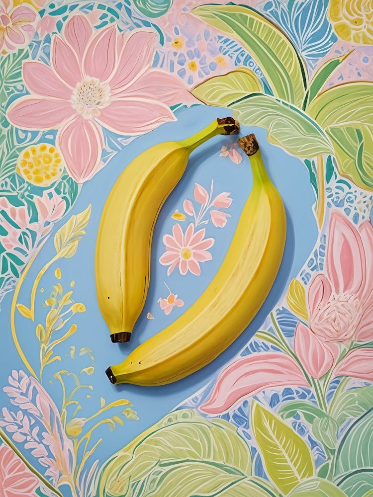 Whimsical Pastel Bananas no1