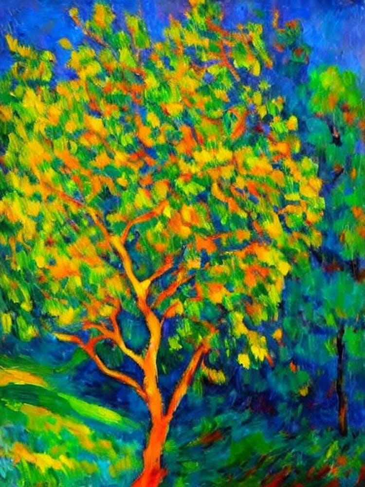 Golden Kiwi Fruit Vibrant Matisse Inspired Painting Fruit