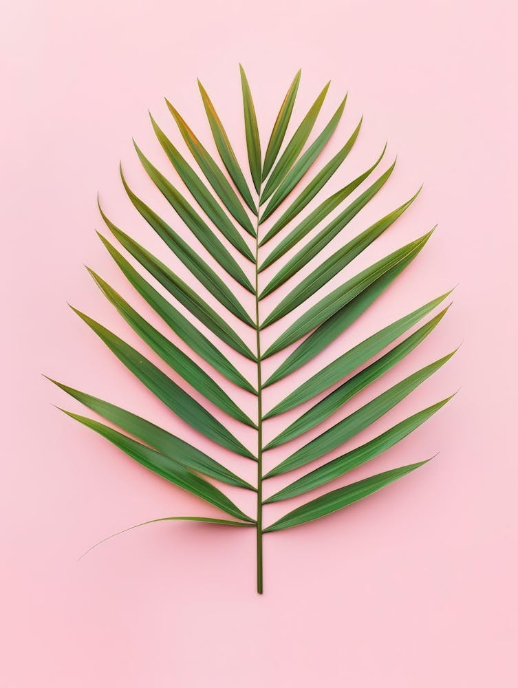 Palm Leaf On Pink Background 8