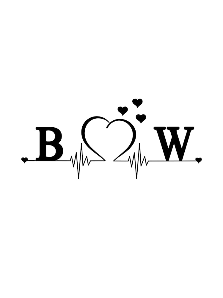 Personalized Couple Name Initial B And W Monogram