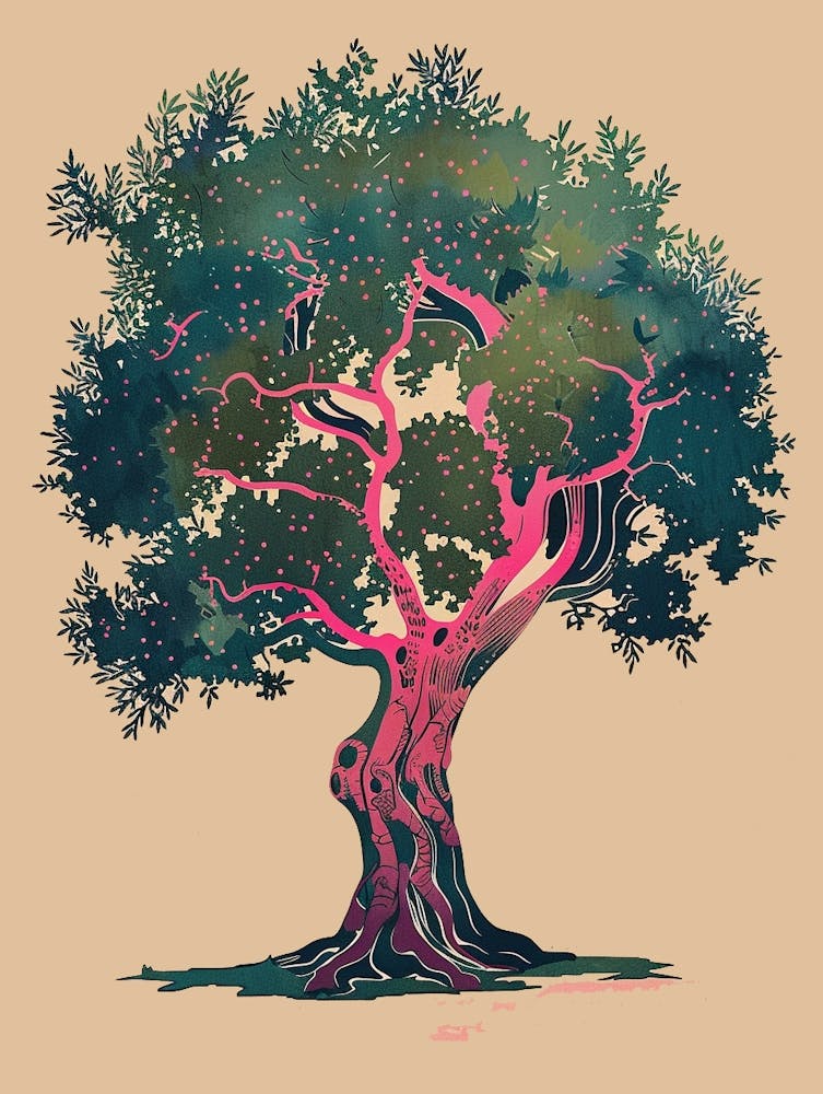 Olive Tree Colourful Illustration 4
