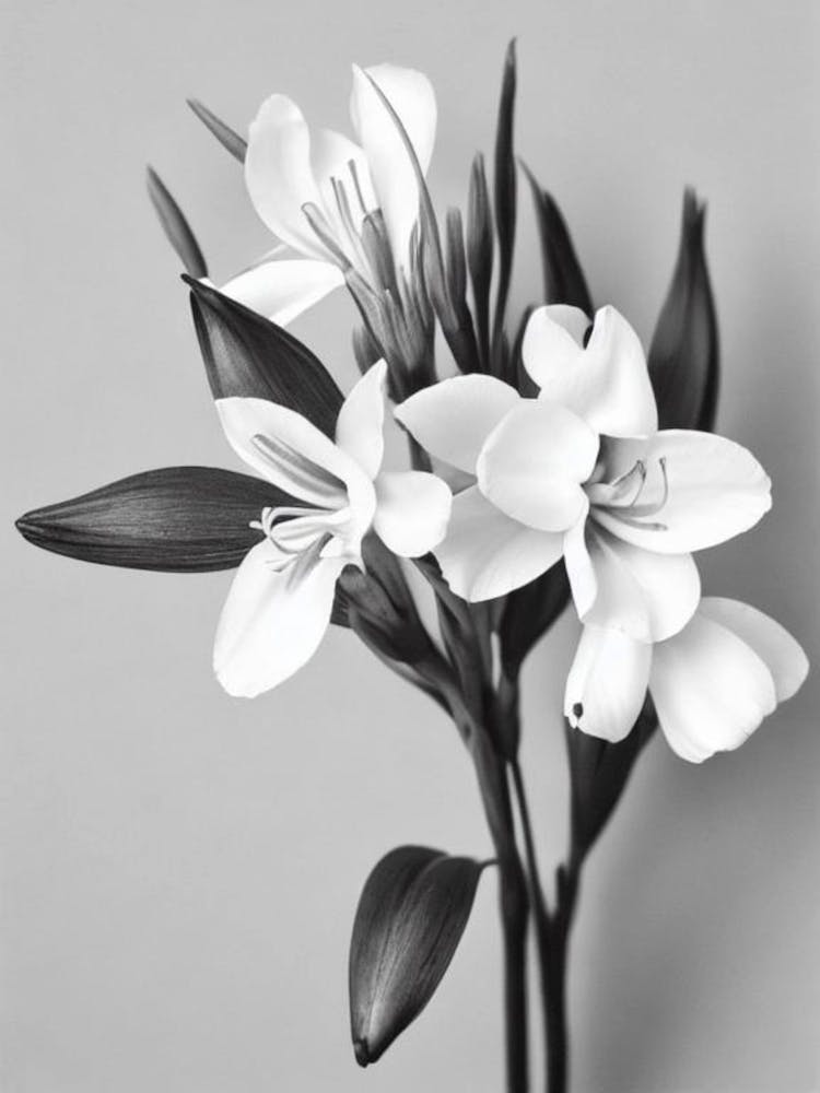 Freesia B&W Pencil 3 Flower