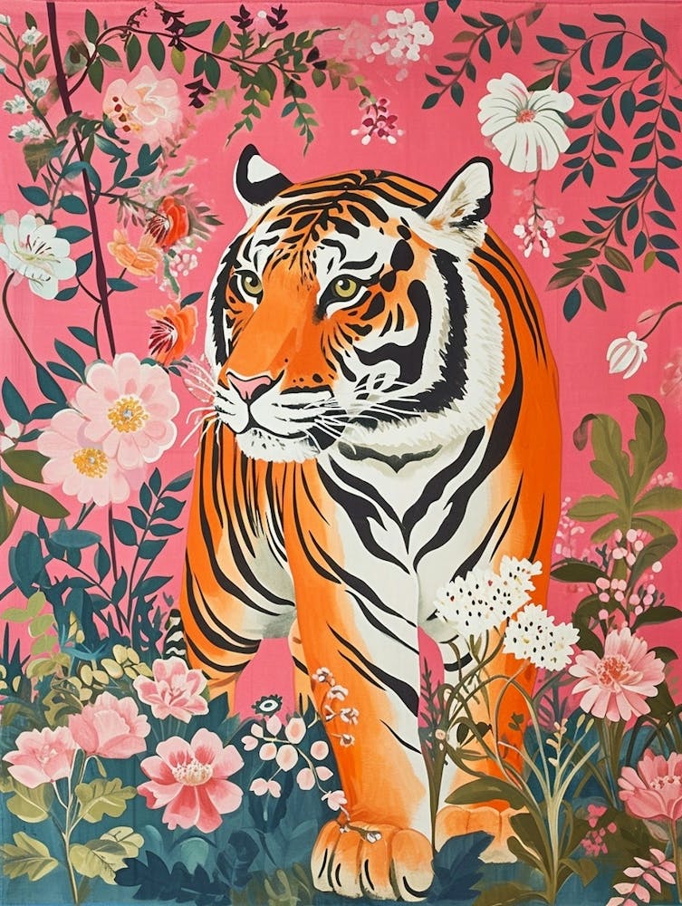 Floral Animal Painting Tiger 6