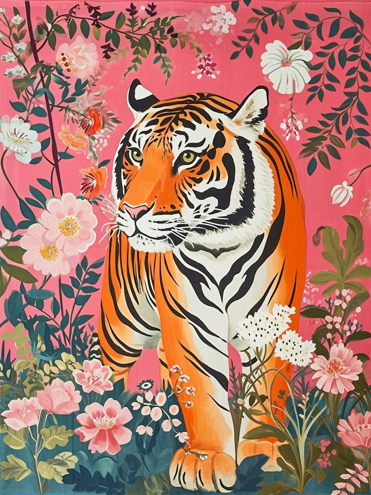Floral Animal Painting Tiger 6