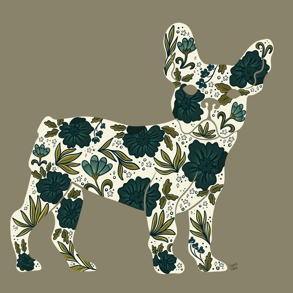 Green Floral Frenchie