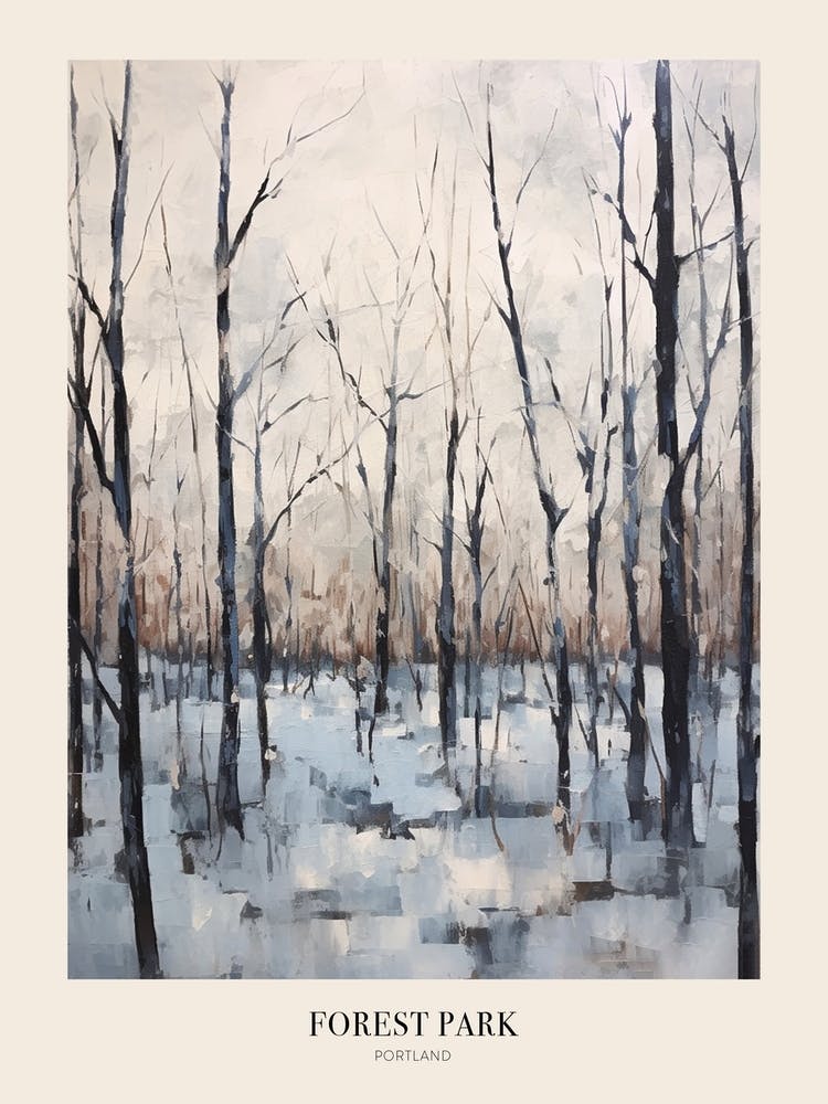 Winter City Park Poster Forest Park Portland United States 2