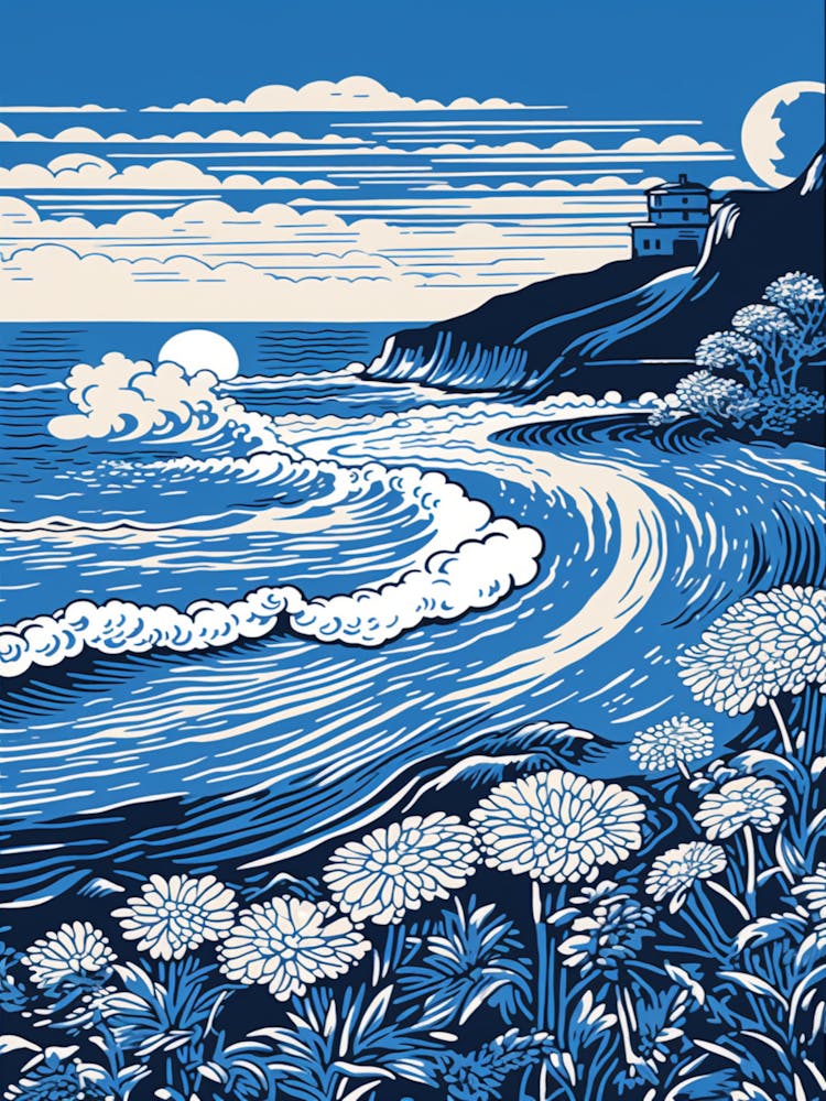 A Screen Print Of Burleigh Heads Beach Australia 2