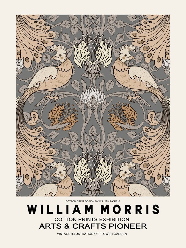 William Morris Beige Birds Poster