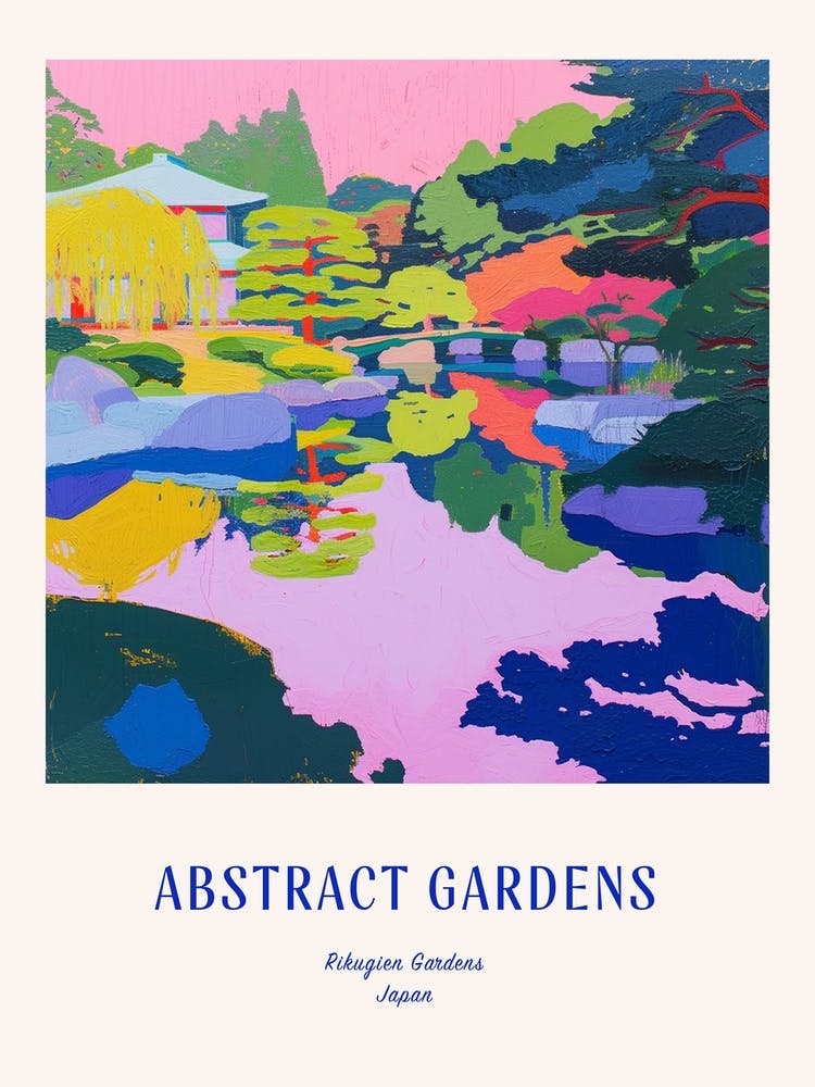 Colourful Gardens Rikugien Gardens Japan 2 Blue Poster
