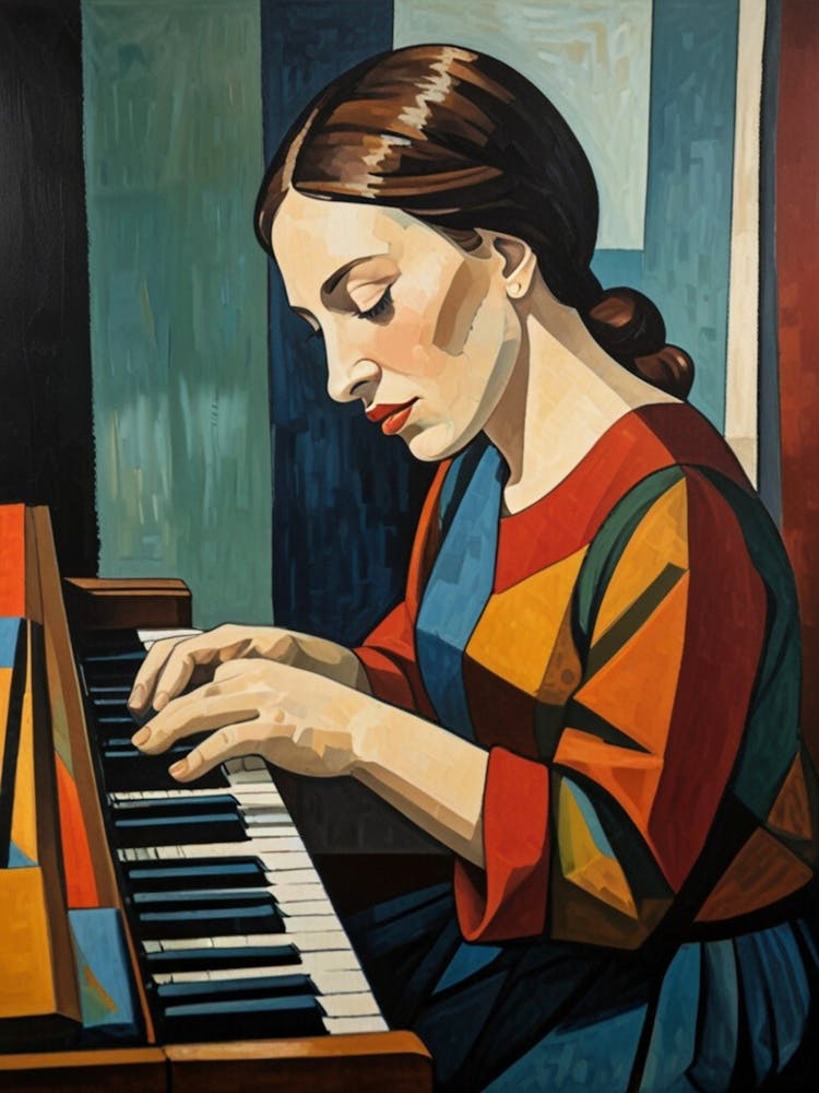 Frau spielt Klavier
