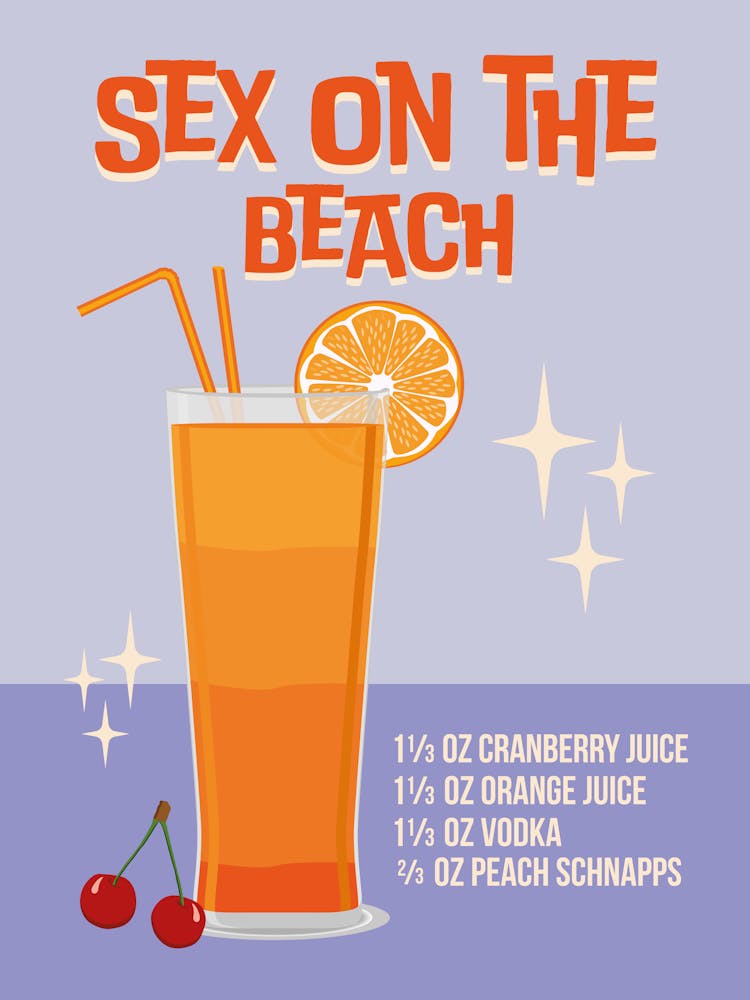 Sex On The Beach Cocktail Print