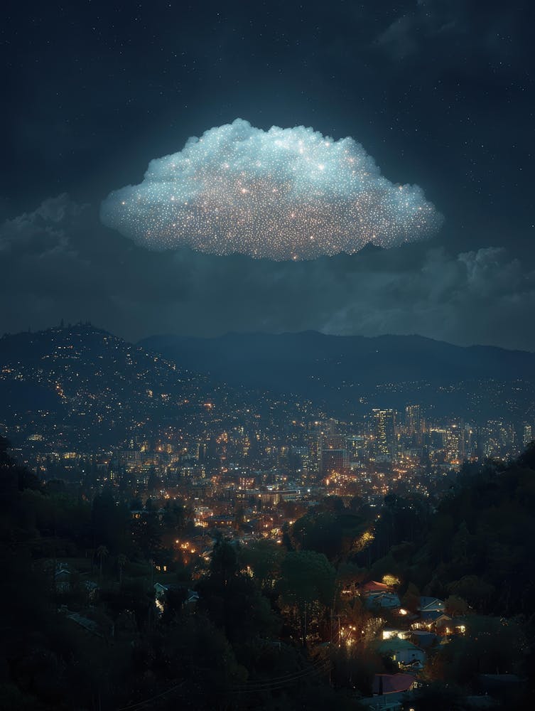 Cloud Over City At Night