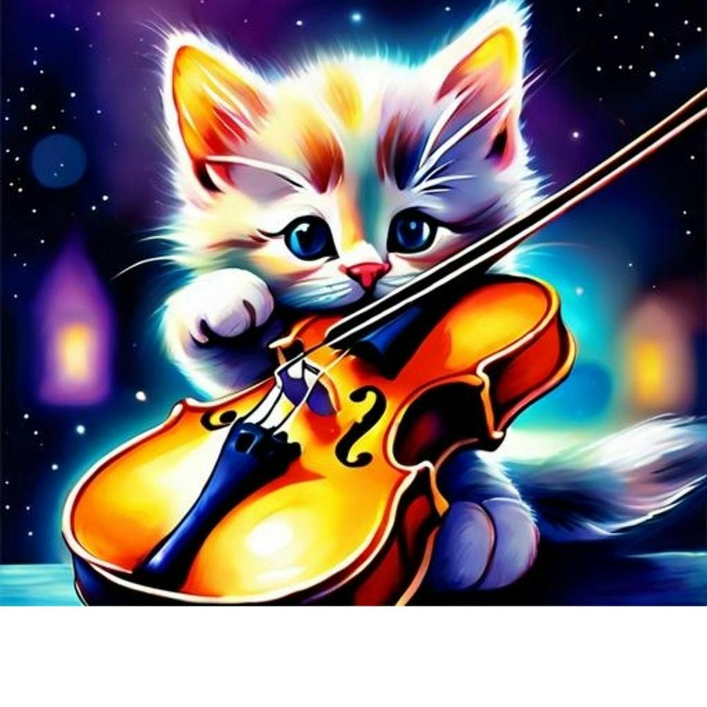 Kitten Playing Violin
