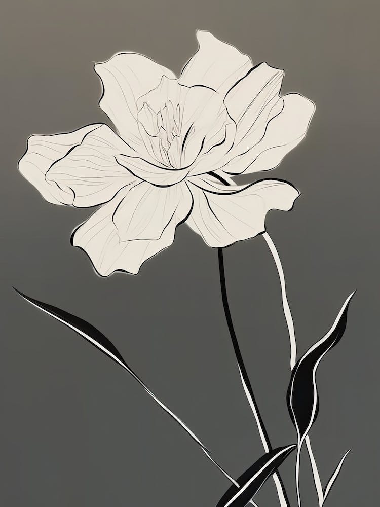 Daffodils Line Art Flowers Illustration Neutral 17